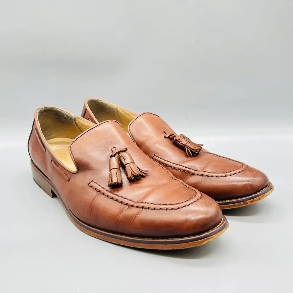 GH Bass & Co Shoes Mens 11.5 Brown Leather Tassel Loafers Slip On Dress Classic